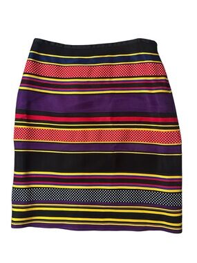 J. McLaughlin Purple, Black & Red Striped Ribbon Pencil Skirt